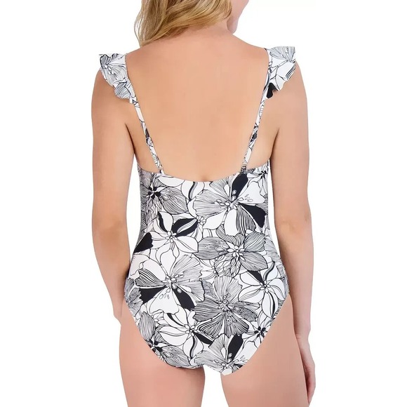 Stella Parker One Piece Swimsuit Women Size Small Floral Ruffle MSRP $108 NEW - Picture 2 of 6